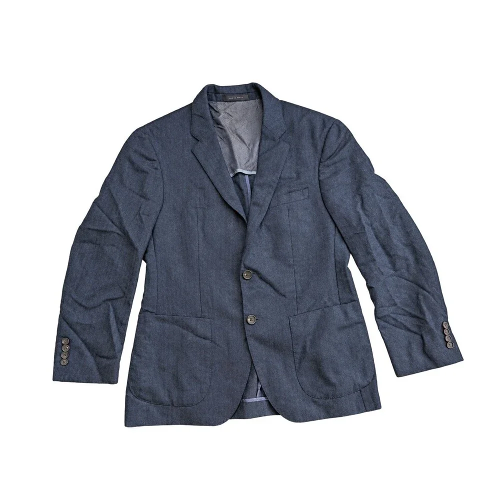 Hugo Boss The Jesse Blue Gray Solid Textured Blazer Sport Coat 38R